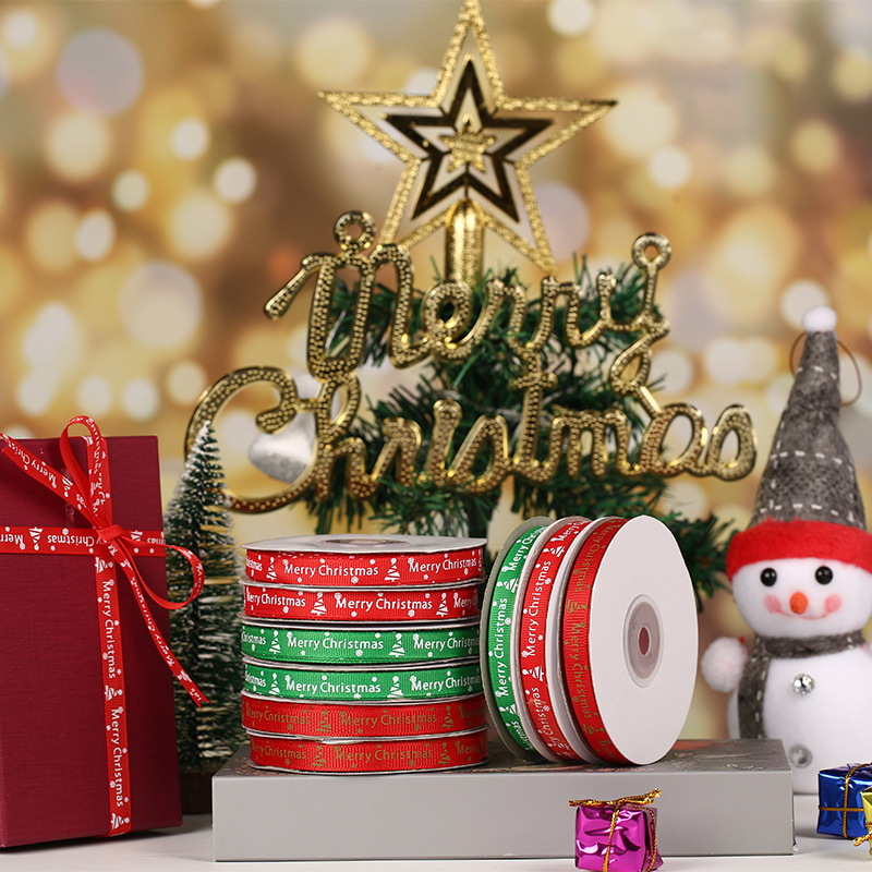 Merry Christmas Ribbon Ornament Luxury Christmas Ribbon Roll Wholesales Gift Ribbon for Christmas Decorations