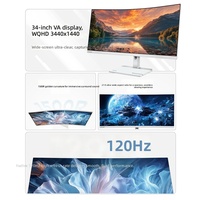 Monitor Kantor Lenovo L34W-4c 34 Inci WQHD 21:9 Ultra Wide Curved Desain High-end Warna Abu-abu Cloud