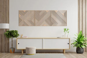 202407 para <span class=keywords><strong>Amazon</strong></span>, gran oferta, conjunto de Panel de decoración de arte de pared de madera, nuevo diseño, Líneas geométricas, letrero de madera para guardería, imagen para sala de estar - Product Image 3