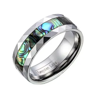 Wholesale 8mm mother of pearl shell inlay carbide men's ring jewelry tungsten fashions gift ring