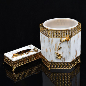 Moyen-Orient Arabie Saoudite Dubaï Style Fer Forgé Métal Stockage Boîte À Mouchoirs Poubelle Ensemble - Product Image 2