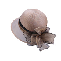 Topi Matahari Wanita Jaring Tipis 100% Katun Gaya Nelayan Pinggiran Lebar Musim Panas Desain Eropa Amerika Pola Solid 48-50cm Lingkar Kepala Sutra