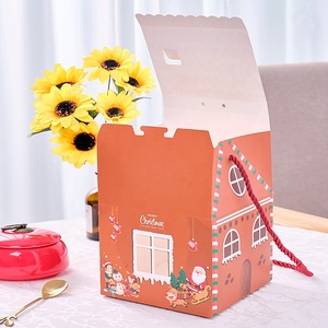 Cajas de regalo de galletas con forma de Casa Grande personalizadas OEM caja de papel de embalaje de postre de galletas biodegradable con mango de cuerda - Product Image 5
