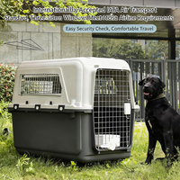 Livraison rapide, cage à animaux de compagnie en plastique de grande taille approuvée par les compagnies aériennes, sur roues, motif solide en fer, cage de transport pour chien et chat, en vente