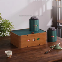 Boîte cadeau en bambou pour thé et café, taille et logo personnalisés, avec boîtes intérieures en papier, emballage personnalisable pour thé et café
