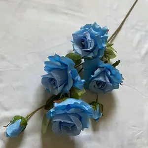 Wholesale Blue Rose Long Branch Wedding Floral Arrangement Artificial Flower