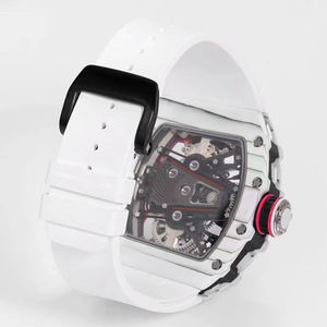 Nouvelle Montre Mécanique Squelette Style RM 2025 pour Homme, Boîtier Blanc, Accents Roses Fluorescents, Mouvement Creux, Montre-Bracelet de Luxe Sportive - Product Image 6