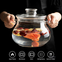 Casserole en verre borosilicate 3500 ml / 118,3 oz, pot à soupe en verre transparent avec couvercle pour soupes, ragoûts, hot pot, fêtes de famille