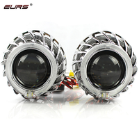 Nouveau projecteur bi-xénon 2,5 pouces avec double anneau lumineux (Angel Eye) et anneau lumineux diabolique (Devil Eye) blanc, rouge, bleu, pour lentille bi-faisce, 12V 2400lm, en aluminium moulé sous pression