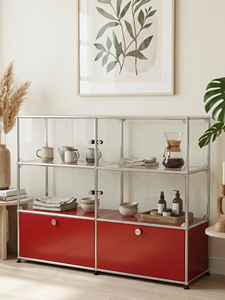 Luxury Bauhaus Modular Sideboard Mid-century Modern Stainless Steel 3-shelf Living Room <b>Storage</b> Shelving <b>Cabinet</b> - Product Image 2