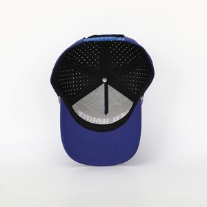 Custom Logo Sport Rope Baseball <b>Cap</b>,<b>Waterproof</b> Laser Cut Drilled Hole Perforated Gorras,5 Panel Blue Polyester Golf Dad Hat - Product Image 6