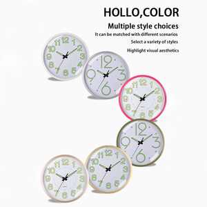 12" (30cm) Luminous Plastic <strong>Silent</strong> <strong>Wall</strong> <strong>Clock</strong>. Ideal for Bedrooms &amp; Living Rooms, Battery-powered, Softly Glowing. - Product Image 1
