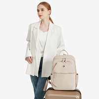 Sac à dos imperméable en nylon pour femme, pour ordinateur portable de 14 à 15,6 pouces, sac de travail minimaliste pour le bureau, avec sangle pour bagages, sac à dos de voyage