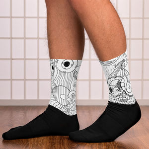 Calzini Sportivi Quotidiani IW Comics Bianchi con Jacquard Disegnato a Mano, Sublimazione, Antiscivolo, Termoresistenti, in Spandex, Stampa Digitale - Product Image 1