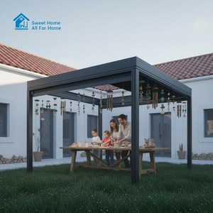 Pérgola <span class=keywords><strong>de</strong></span> Aluminio Resistente con Techo <span class=keywords><strong>de</strong></span> Láminas, Impermeable, para Patio, Jardín, Gazebo, Toldo, Decoración Bioclimática para Jardín - Product Image 2