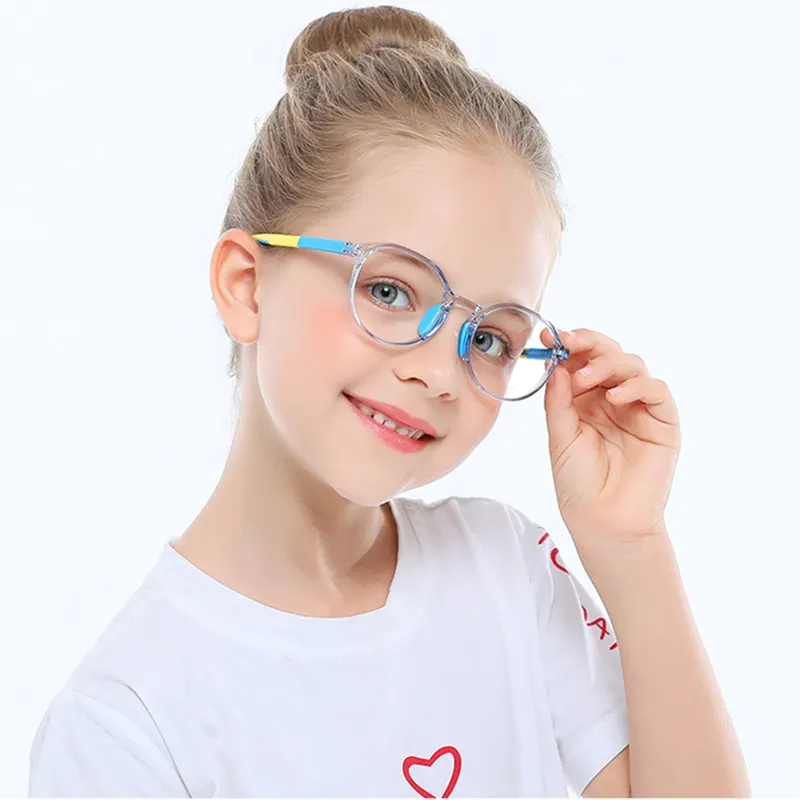 แว่นตาคอมพิวเตอร์สำหรับเด็ก,แว่นกันแสงสีฟ้าแฟชั่นสีลูกกวาดโปร่งใส TR 90กรอบป้องกันแสงสะท้อน