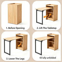 Bureau d'ordinateur pliable en bois de style moderne et simple, en panneaux de fibres durables et tubes en acier, idéal pour le télétravail, vente en gros