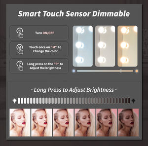 Miroir de maquillage personnalisé avec ampoules LED et gradateur de lumière Miroir de courtoisie LED cosmétique avec gradateur tactile Miroir LED en bois de houx de table pour chambre à coucher - Product Image 2