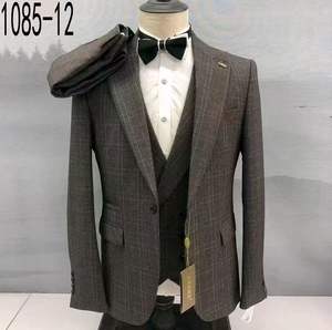 Slim Fit un botón <span class=keywords><strong>gris</strong></span> <span class=keywords><strong>oscuro</strong></span> patrón <span class=keywords><strong>de</strong></span> rejilla fina dos aberturas negocios 3 piezas conjunto hombres <span class=keywords><strong>novio</strong></span> boda <span class=keywords><strong>trajes</strong></span> <span class=keywords><strong>de</strong></span> negocios MS1085 - Product Image 4