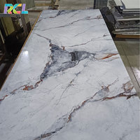 Panel Dinding PVC Marmer Alternatif Harga Pabrik RCL, Lapisan UV Marmer Interior, Lembaran Panel Dinding PVC Marmer
