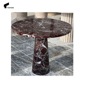 Tostone <span class=keywords><strong>Vintage</strong></span> <span class=keywords><strong>Rosso</strong></span> lucido Levanto <span class=keywords><strong>tavolo</strong></span> rotondo in marmo per Hotel appartamento casa soggiorno decorazione cucina - Product Image 2