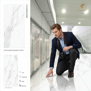 Azulejos de porcelana brillante Satvario Real de 800x1600 mm, 9 mm, con aspecto de mármol blanco, para pisos y paredes, para proyectos en Miami. - Product Image 2