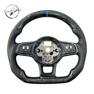 Volant sport multifonction en cuir perforé et fibre de carbone avec affichage LED pour Volkswagen Mk7 GTI R Jetta (vente en gros) - Product Image 2