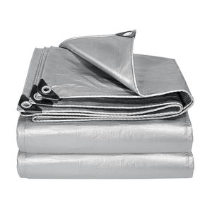 Bâche en PE argentée très résistante, imperméable, résistante aux déchirures, protégée contre les UV, couverture multi-usages pour camion, <span class=keywords><strong>bateau</strong></span> et protection extérieure - Product Image 4