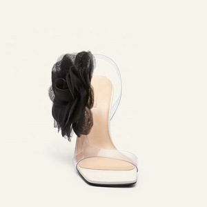 Women's PVC Straps Sandals 3D Side Flower Summer Stiletto on Thin High Heels Dress <b>Pumps</b> Shoes - Product Image 4