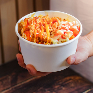 White Kraft <b>Paper</b> <b>Bowls</b> <b>Paper</b> Salad <b>Bowl</b> Takeaway Food Packaging <b>Paper</b> Plates <b>Bowls</b> For Catering With Disposable Cutlery - Product Image 4