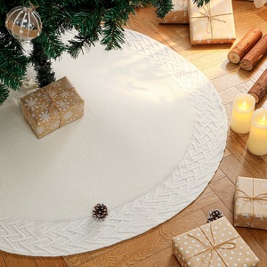 Jupe de sapin de Noël blanche en tricot chevron, 24/36/48 pouces, en <span class=keywords><strong>acrylique</strong></span>, avec collier de protection, décoration rustique pour les fêtes - Product Image 2