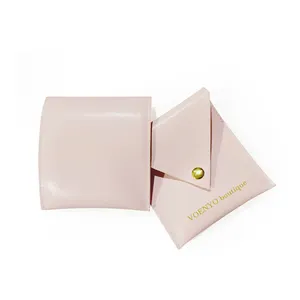 Custom Logo 8*8 Vegan Lederen Pouch Verpakking Sieraden Envelop Tassen Imitatieleer Roze Sieraden Pouches
