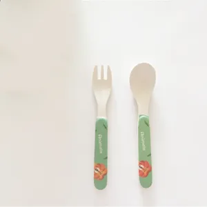 Eco Biologisch Afbreekbare Bestek Set Bamboevezel Dinnerwares Bestek Set Voor Kids Thuisgebruik Bpa Gratis Plastic Bestek Met Case