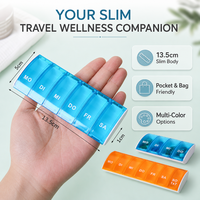 Organisateur de pilules hebdomadaire 7 jours, 7 compartiments, boîte à médicaments portable, étui de voyage pour compléments alimentaires, sans BPA, logo personnalisé, vente en gros, étui YH-2