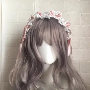 Sevimli Lolita Hairband kızların pembe dantel saç süsü orijinal japon el yapımı yay Lolita şapkalar