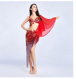 Abito da Donna di Alta Qualità con Paillettes Graduali e Ricami, <span class=keywords><strong>Costume</strong></span> per Danza del Ventre, Spettacoli di Carnevale e Performance - Product Image 2