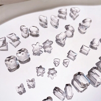 Strass en forme de cœur incliné à base transparente, à dos plat et à base pointue, en verre transparent glacier Paso Sico, pour décorations d'ongles