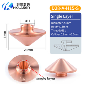 Boquilla Láser HXLASER de 28 mm D28 H15 M11 de Cobre, de Una y Doble Capa, para Cabezal de Máquina de Corte Láser - Product Image 2