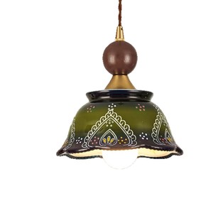 Luminaire suspendu de style vintage français E27 LED à tête unique ronde dorée pour hôtel, café, salon de thé - Product Image 4