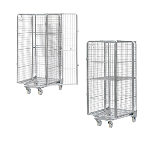 Chariot à <span class=keywords><strong>cage</strong></span> en acier de roulement pliable de logistique industrielle d'approvisionnement d'usine pour le stockage et la protection logistiques d'entrepôt - Product Image 4