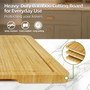 4 pcs bambu tábuas de corte conjunto com suporte cozinha tábua de cortar com suco sulco carne legumes frutas servindo bandeja - Product Image 4