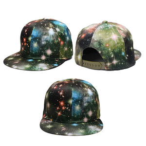 Gorras Personalizadas de 6 Paneles Ajustables, Diseño de Galaxia Azul Cielo Estrellado, Estilo Hip Hop Urbano Americano, Gorra de Visera Plana para Unisex - Product Image 2