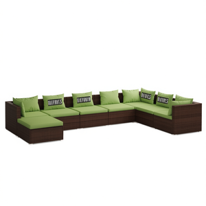 Ensemble de salon de jardin en polyrotin brun 8 pièces, mobilier d'extérieur avec coussins confortables pour la détente et la relaxation - Product Image 1