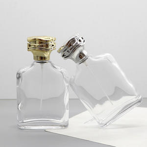 Venta al por Mayor de Botellas de Perfume de Vidrio Cuadradas Transparentes de 100 ml, Botellas de Recarga Cosméticas Vacías de Cristal Blanco con Tapas a Presión - Product Image 2