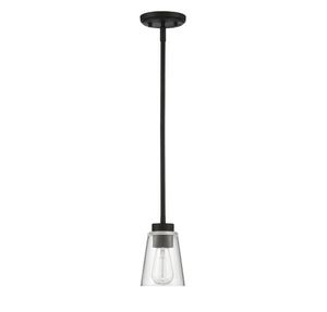 1-<strong>Light</strong> Matte Black Glass Shade Mini-Pendant <strong>Light</strong> for Dining Table Kitchen <strong>Island</strong> - Product Image 1