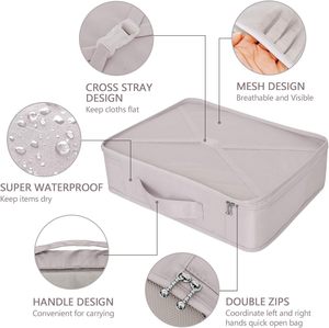 Ensemble de 6 cubes de rangement pour bagages de voyage en polyester avec fermeture éclair, tendance - Product Image 2