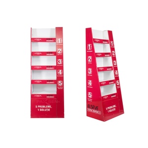 ชั้นวางสินค้าแบบพับได้ทำจากกระดาษแข็งรักษ์โลก พิมพ์โลโก้ตามสั่ง สำหรับวางขายอาหาร ขนมขบเคี้ยว ถุงบรรจุภัณฑ์ และขวด - Product Image 1