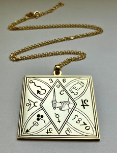 Collar Amuleto de Brujería Chapado en Oro de Acero Inoxidable 316L, Joyería <span class=keywords><strong>para</strong></span> <span class=keywords><strong>la</strong></span> <span class=keywords><strong>Suerte</strong></span> y el Dinero, Ideal <span class=keywords><strong>para</strong></span> Fiestas y Niños - Product Image 1