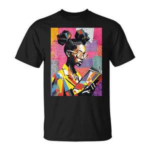 T-shirt géométrique Black History Educated Reading Book Melanin - Product Image 1