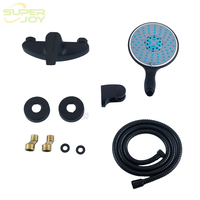Ensemble de robinetterie de douche personnalisé pour hôtel, finition chrome noir poli, mitigeur pluie à monter sur le plan, 1 poignée, kit de douche en zinc